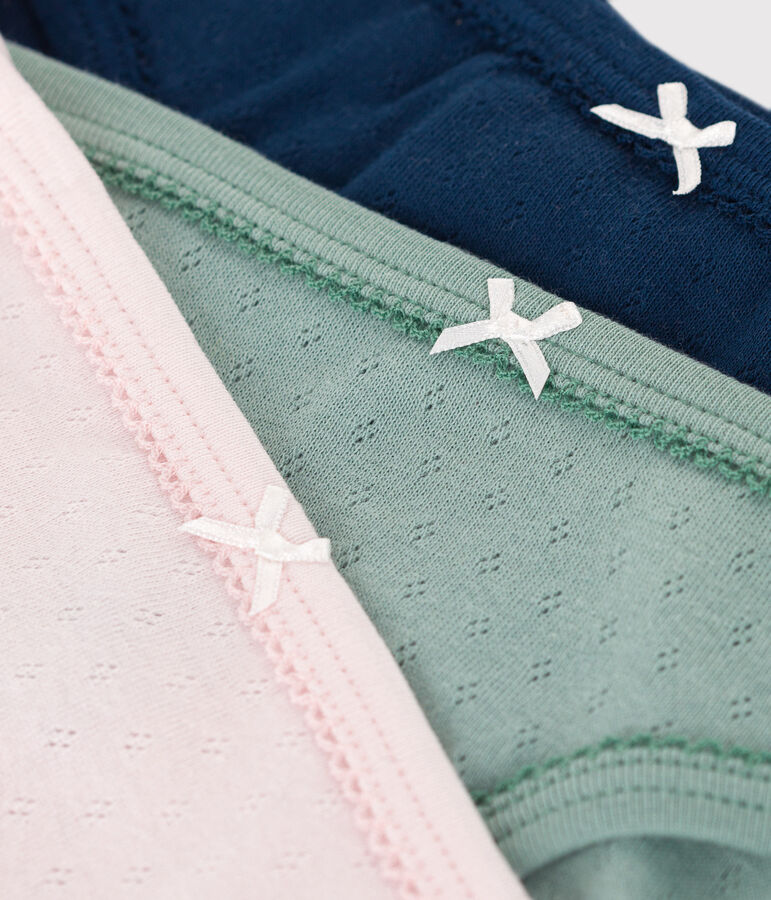 Juego de 3 braguitas infantiles de algod&oacute;n lisas multicolor