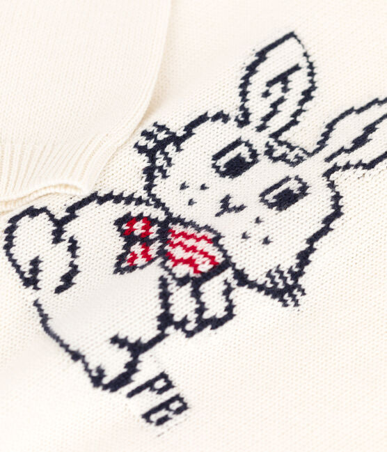 Jersey de lana y algodón de niño blanco MARSHMALLOW/blanco MULTICO