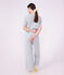 Pijama de algod&oacute;n a rayas de pernera ancha para mujer gris/blanco