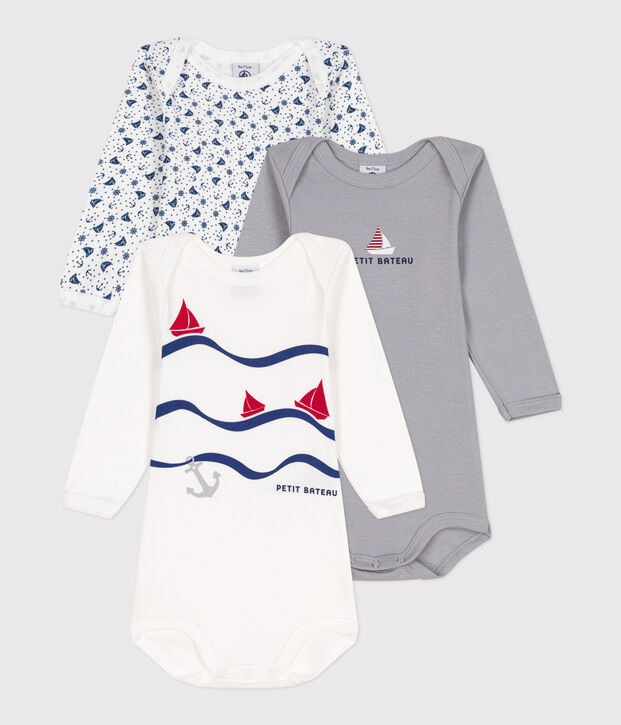 Juego de 3 bodis de algod&oacute;n de manga larga para beb&eacute; multicolor