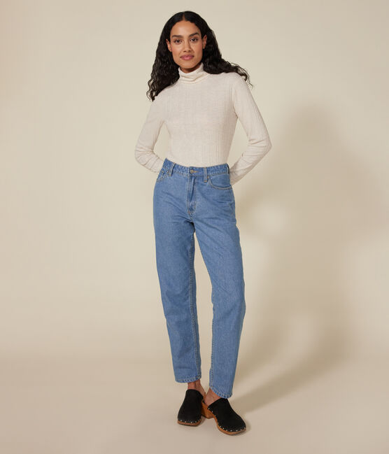 Camiseta Iconique de cuello vuelto de punto de fantasía para mujer beige MONTELIMAR CHINE