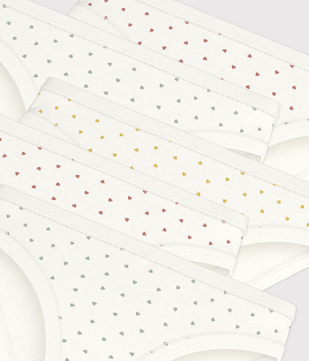 Juego de 5 braguitas de algod&oacute;n con corazoncitos para ni&ntilde;a multicolor