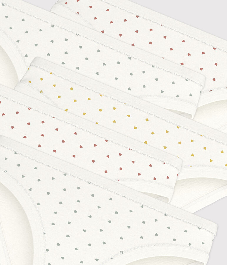Juego de 5 braguitas de algod&oacute;n con corazoncitos para ni&ntilde;a multicolor