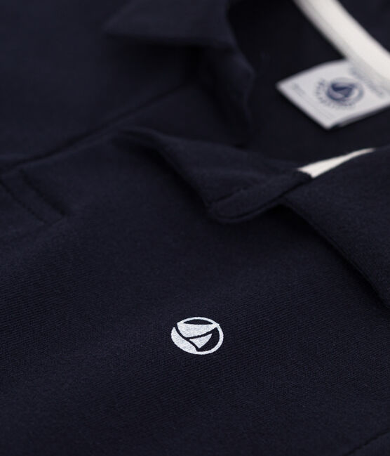Polo de manga corta de algodón para niño azul SMOKING