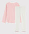 Pijama rosa con lunares de niña de punto calado blanco MARSHMALLOW/rosa CHARME