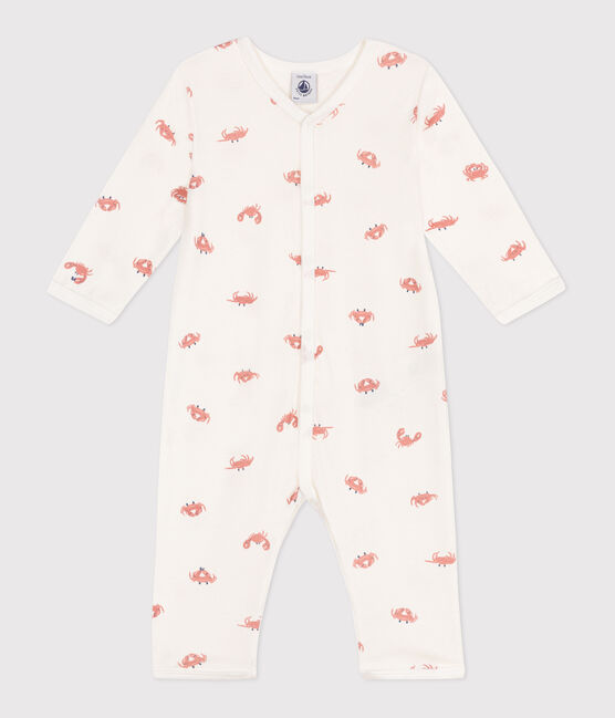 Pijama sin pies de algodón con cangrejos para bebé blanco MARSHMALLOW/blanco MULTICO