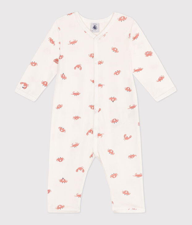 Pijama sin pies de algod&oacute;n con cangrejos para beb&eacute; blanco/multicolor