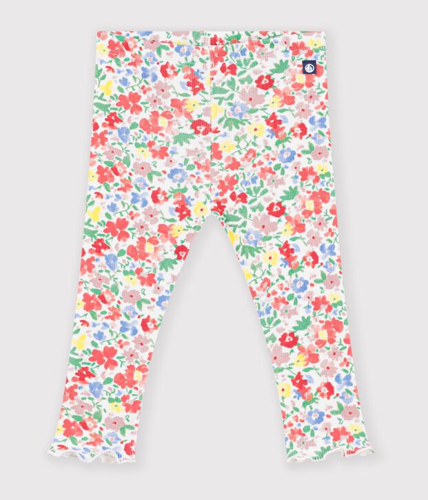 Leggings de algod&oacute;n con estampado de flores para beb&eacute; blanco/multicolor