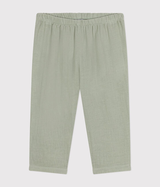 Pantalón de gasa de algodón para bebé verde HERBIER