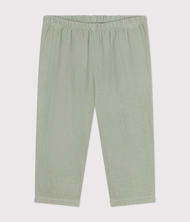 Pantal&oacute;n de gasa de algod&oacute;n para beb&eacute; verde