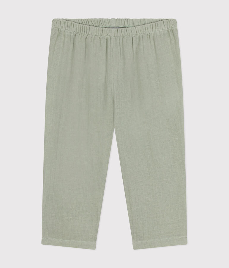 Pantal&oacute;n de gasa de algod&oacute;n para beb&eacute; verde