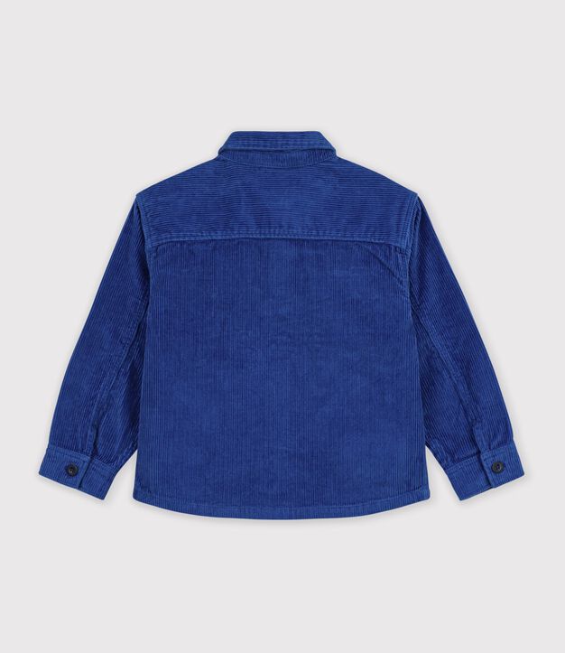 Camisa infantil lisa de terciopelo azul