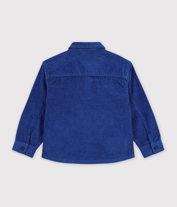 Camisa infantil lisa de terciopelo azul