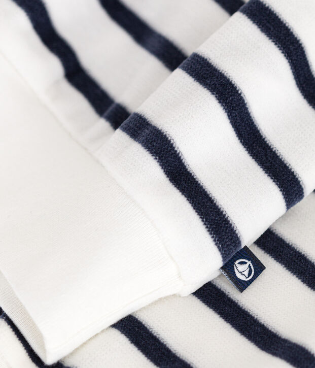 Sudadera de rizo aterciopelado para beb&eacute; blanco/azul