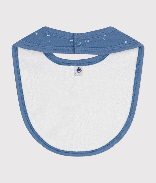 Babero de algod&oacute;n para beb&eacute; azul/blanco
