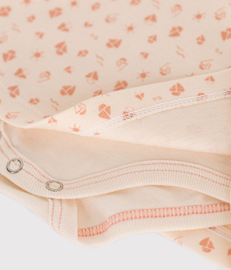 Vestido de algod&oacute;n de manga corta con body integrado para beb&eacute; crudo/naranja