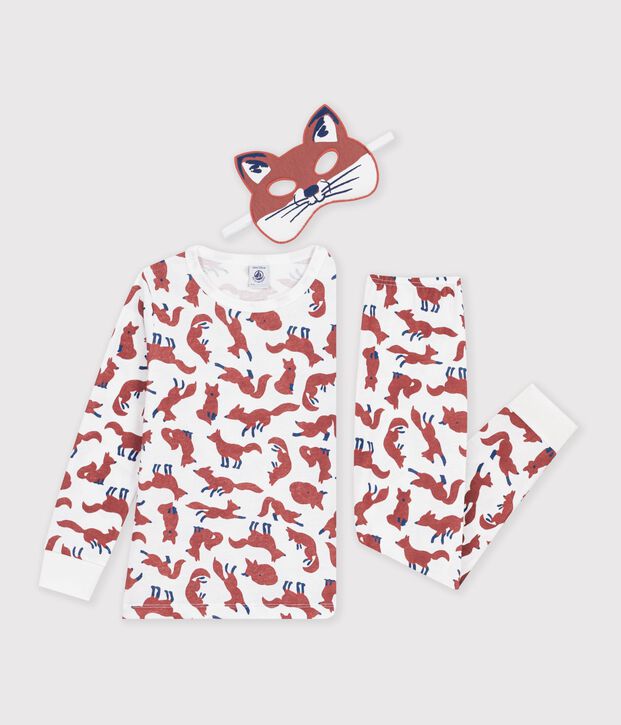 Pijama disfraz infantil de algod&oacute;n de zorro blanco/multicolor