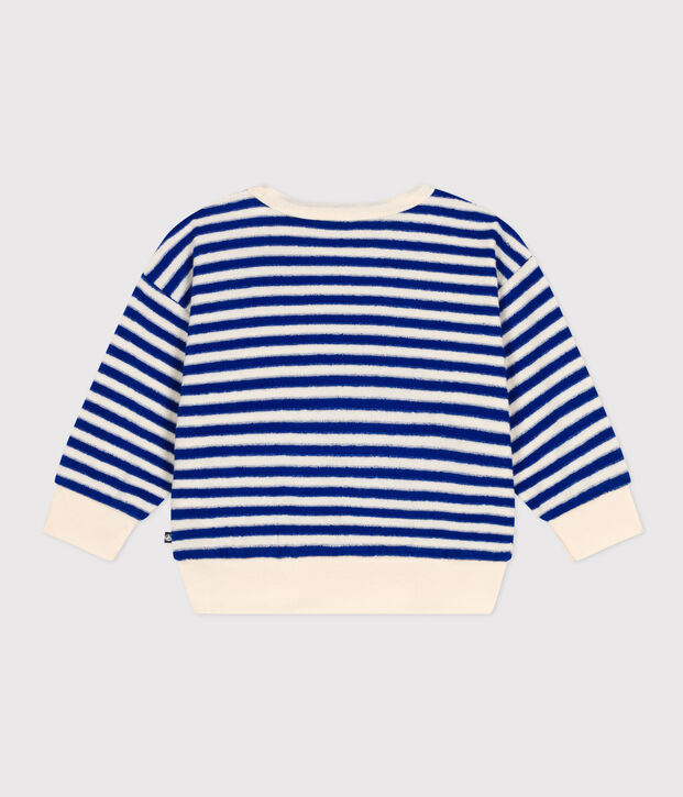 Sudadera de rizo para beb&eacute; azul/crudo