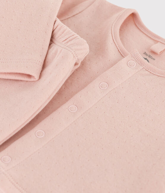 Conjunto liso de 2 piezas de tejido túbico ecológico de bebé rosa SALINE