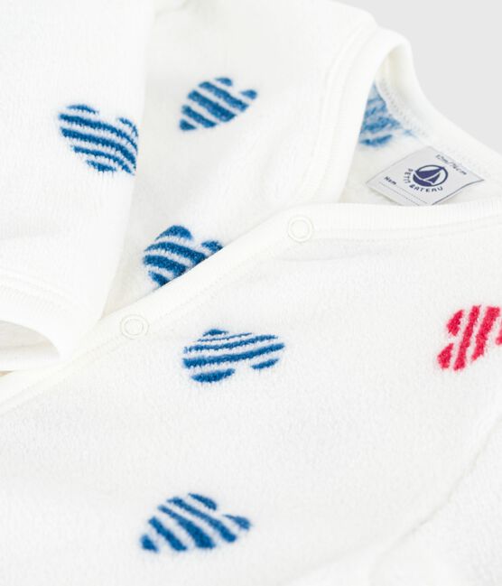 Sobrepijama polar de invierno con estampado de corazones para bebé blanco MARSHMALLOW/blanco MULTICO
