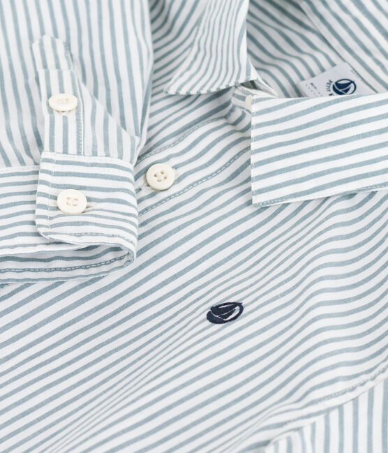 Camisa infantil de algodón a rayas verde MILK/ GOBELIN