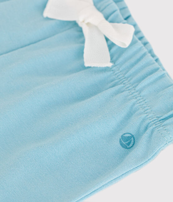Pantalón corto liso de algodón para bebé azul AQUATIC
