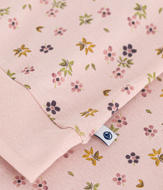 Pijama de algodón con estampado de flores para mujer rosa SALINE/blanco MULTICO