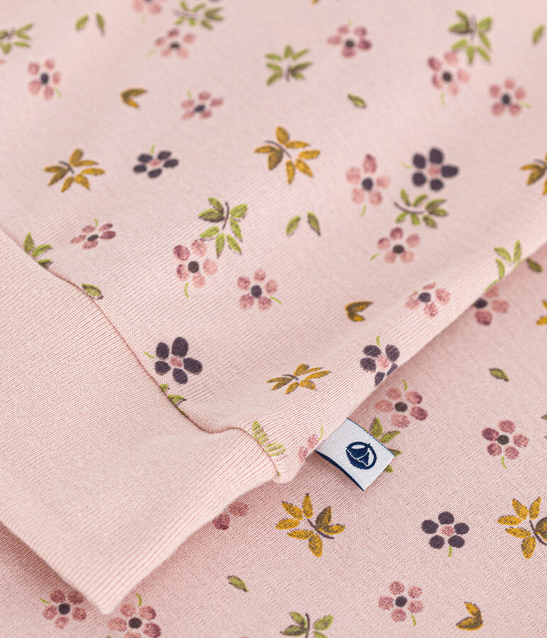 Pijama de algod&oacute;n con estampado de flores para mujer rosa SALINE/blanco MULTICO