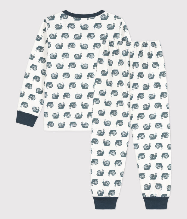 Pijama de felpa con motivo de caracol para ni&ntilde;o/ni&ntilde;a blanco/gris