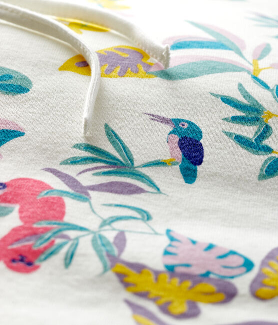 Protector para cuna de punto acanalado con estampado de jungla para bebé niña blanco MARSHMALLOW/blanco MULTICO