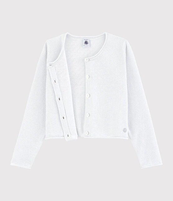 Cárdigan de algodón para niña blanco MARSHMALLOW/gris ARGENT