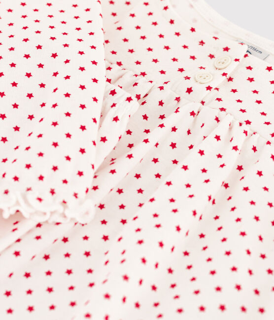 Pijama con estampado de estrellas de algodón de niña blanco MARSHMALLOW/ STOP