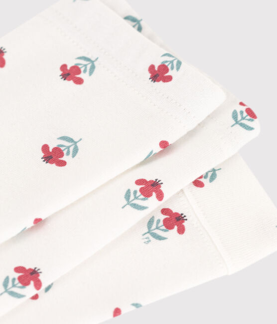 Leggings de algodón con estampado de flores para bebé blanco MARSHMALLOW/blanco MULTICO
