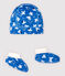 Juego de gorro y patucos para recién nacido de túbico de algodón orgánico azul variante 1