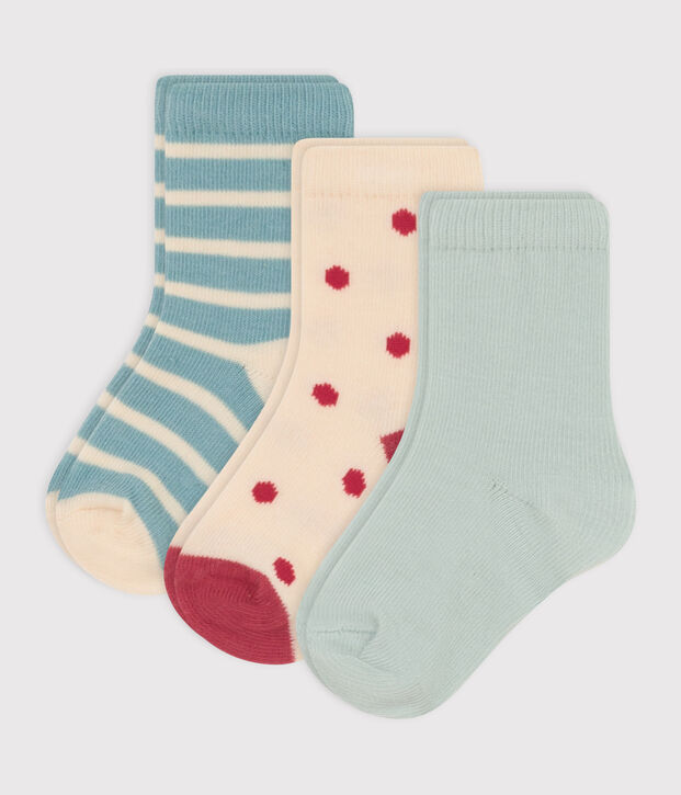 Juego de 3 pares de calcetines de punto de algod&oacute;n con lunares para beb&eacute; multicolor