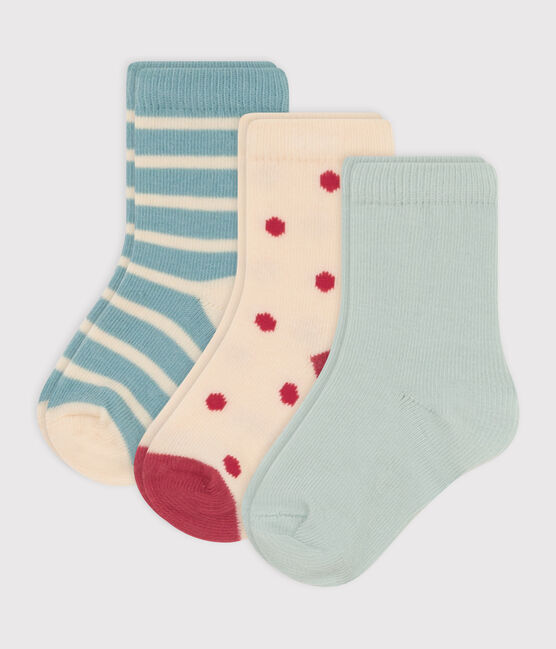 Juego de 3 pares de calcetines de punto de algodón con lunares para bebé variante 1