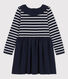 Vestido de dos materiales de manga larga para niña