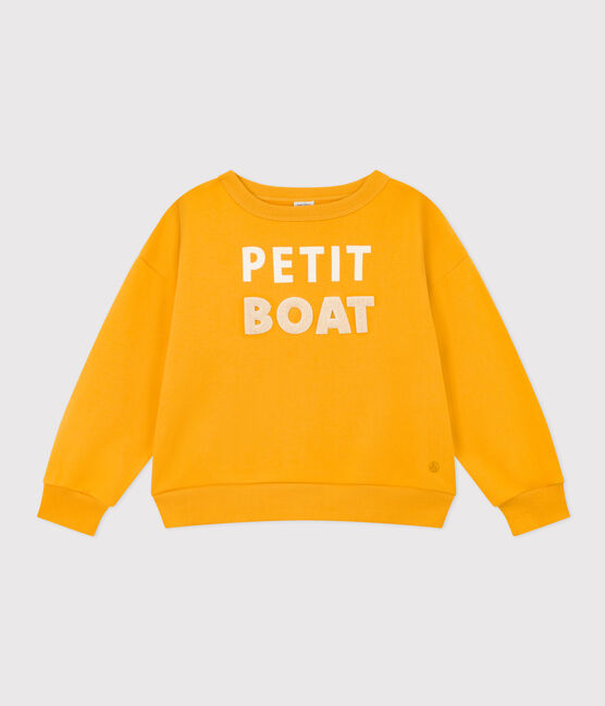 Sudadera estampada de muletón de niña/niño amarillo BOUDOR