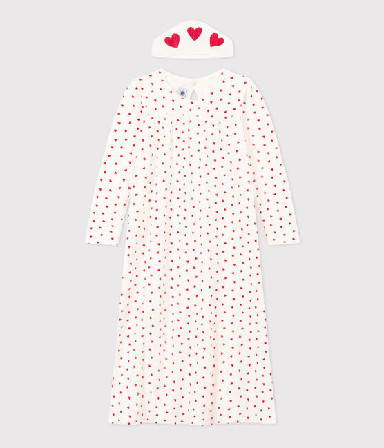 Camisón y diadema de terciopelo con corazón para niña blanco MARSHMALLOW/rojo TERKUIT