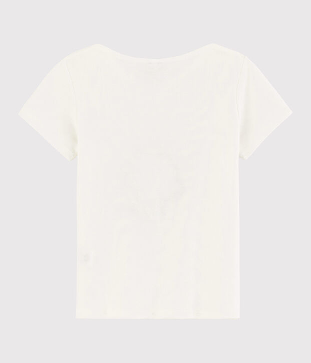 Camiseta de manga corta de algod&oacute;n de ni&ntilde;a blanco