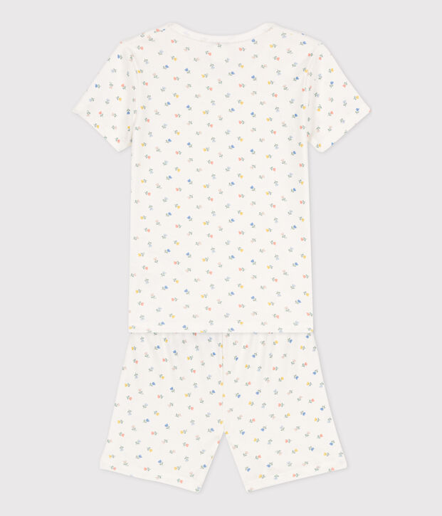 Pijama de algod&oacute;n corto y ajustado para ni&ntilde;a blanco/multicolor