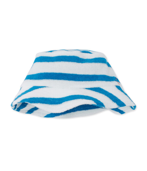 Gorro de rizo de rayas para bebé niño blanco LAIT/azul MYKONOS