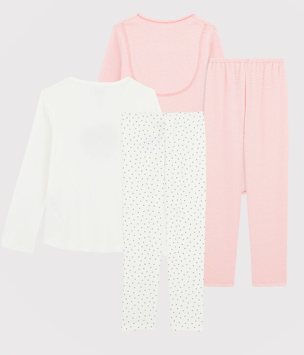 Par de pijamas para ni&ntilde;a de tejido acanalado multicolor