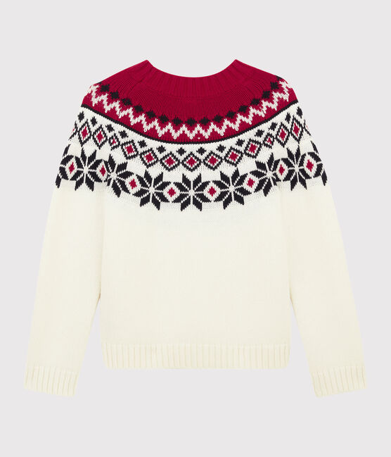 Jersey de lana y algodón para niño blanco MARSHMALLOW/blanco MULTICO