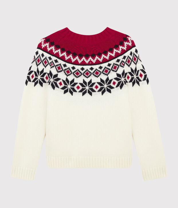 Jersey de lana y algod&oacute;n para ni&ntilde;o blanco/multicolor
