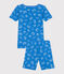 Pijama infantil corto y muy ajustado de algodón con estampado de furgonetas azul BRASIER/gris MARSHMALLOW