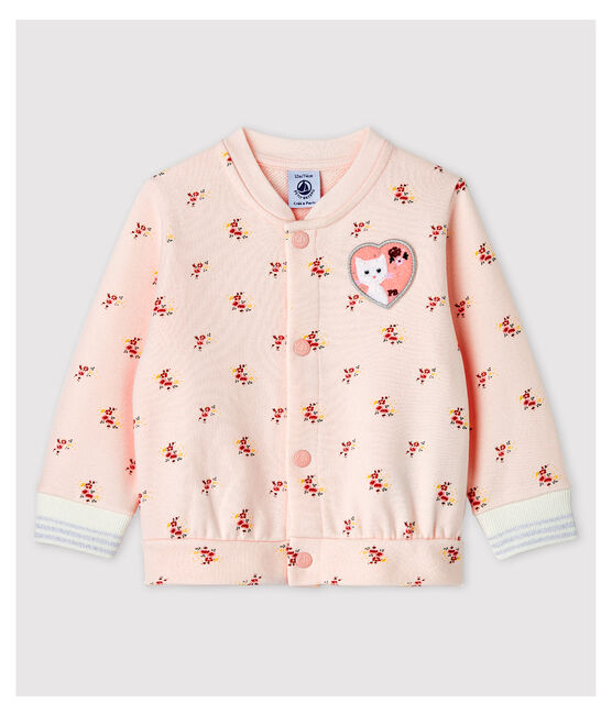 Abrigo teddy estampado de bebé niña rosa FLEUR/blanco MULTICO