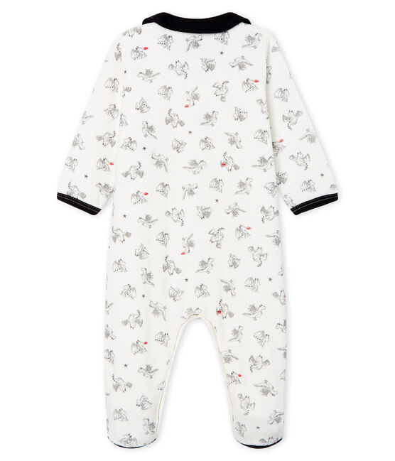 Pijama de terciopelo para bebé niño blanco MARSHMALLOW/blanco MULTICO