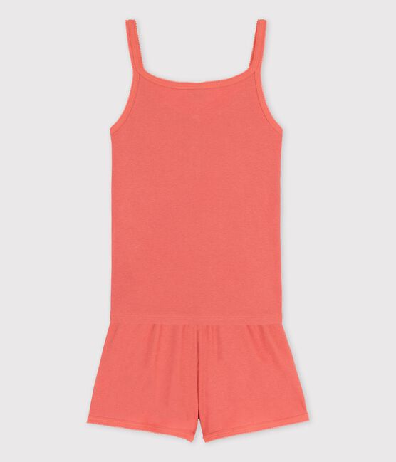 Pijama corto liso papaya de algodón y lyocell de chica rosa PAPAYE