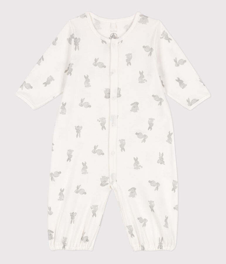 Mono saco de algod&oacute;n estampado blanco MARSHMALLOW/gris GRIS